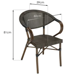 Fauteuil de jardin bistrot acier et textilène marron (lot de 2) GIJON