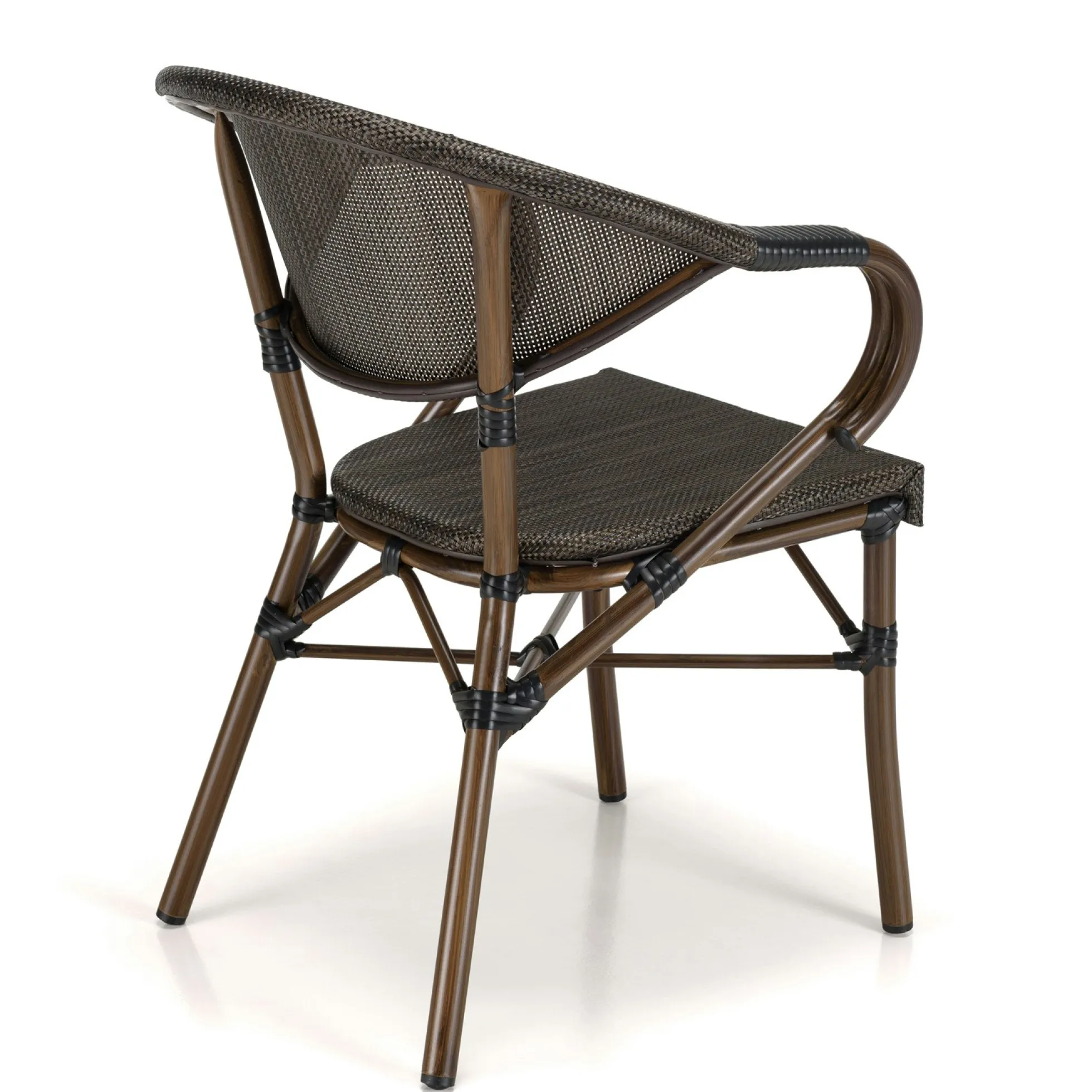 Fauteuil de jardin bistrot acier et textilène marron (lot de 2) GIJON