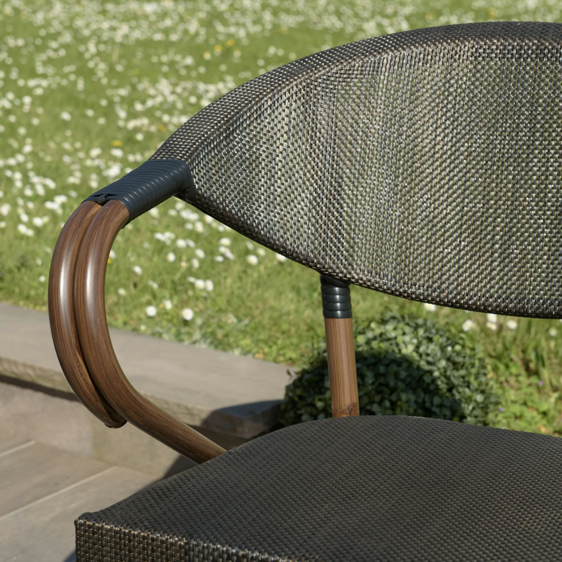 Fauteuil de jardin bistrot acier et textilène marron (lot de 2) GIJON