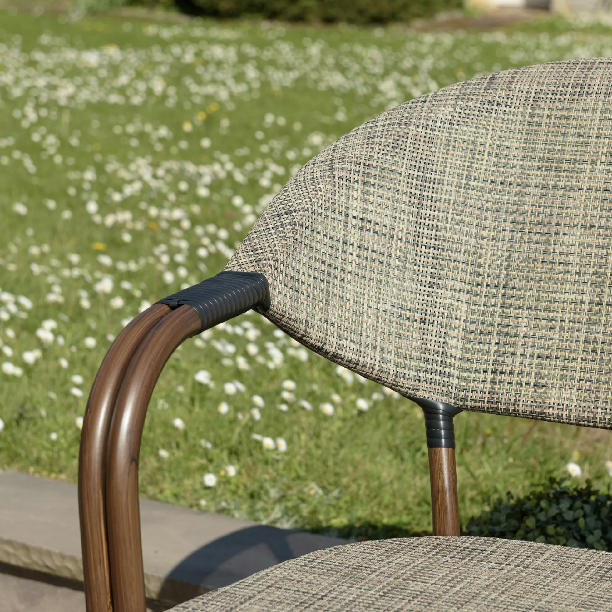 Fauteuil de jardin bistrot acier et tissu taupe (lot de 2) GIJON