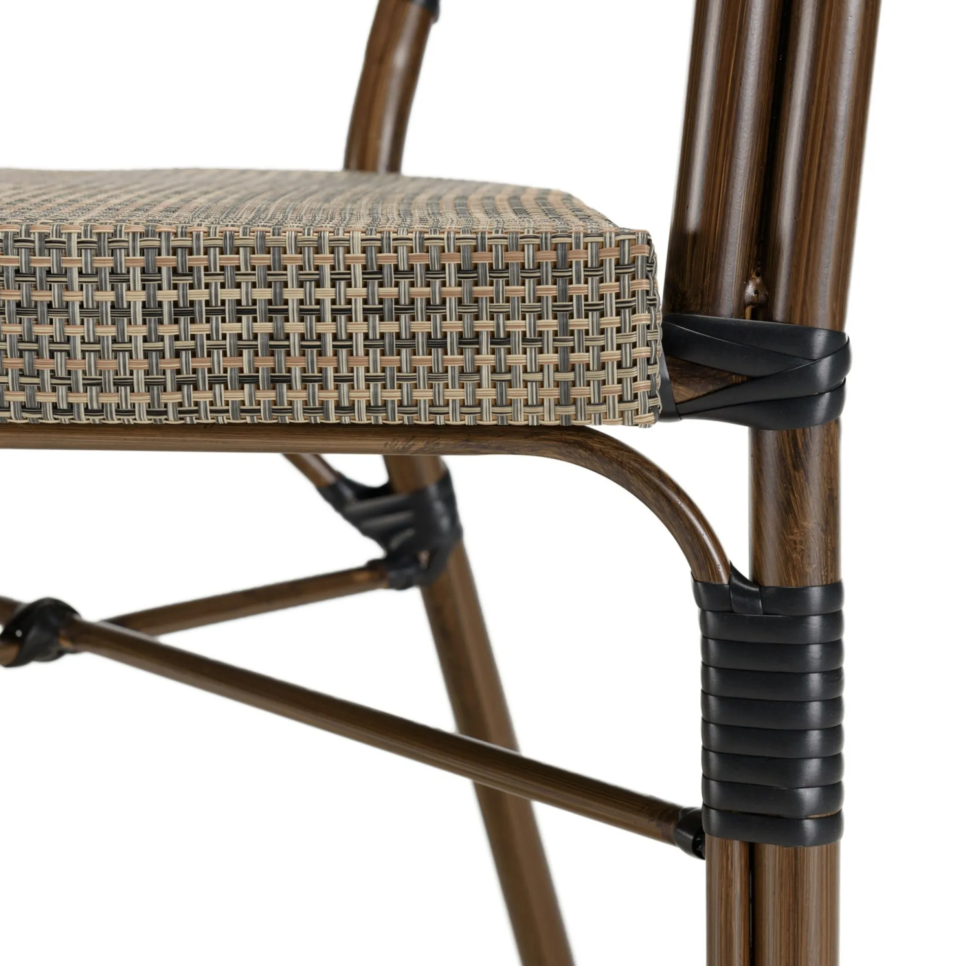 Fauteuil de jardin bistrot acier et tissu taupe (lot de 2) GIJON