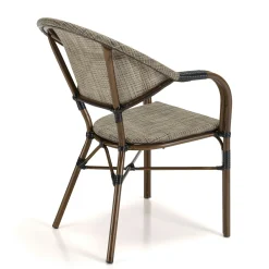 Fauteuil de jardin bistrot acier et tissu taupe (lot de 2) GIJON