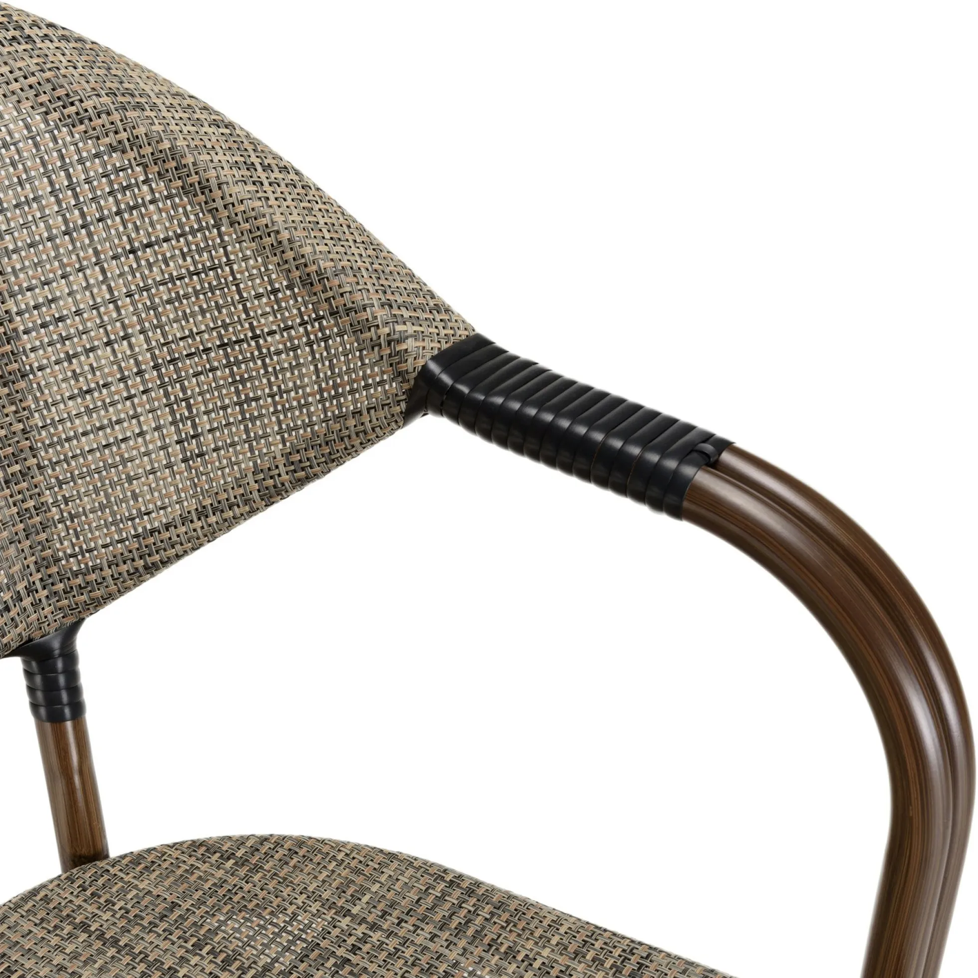 Fauteuil de jardin bistrot acier et tissu taupe (lot de 2) GIJON