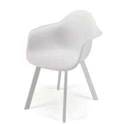 Fauteuil de jardin blanc à dossier rond avec accoudoirs (lot de 6) GIJON