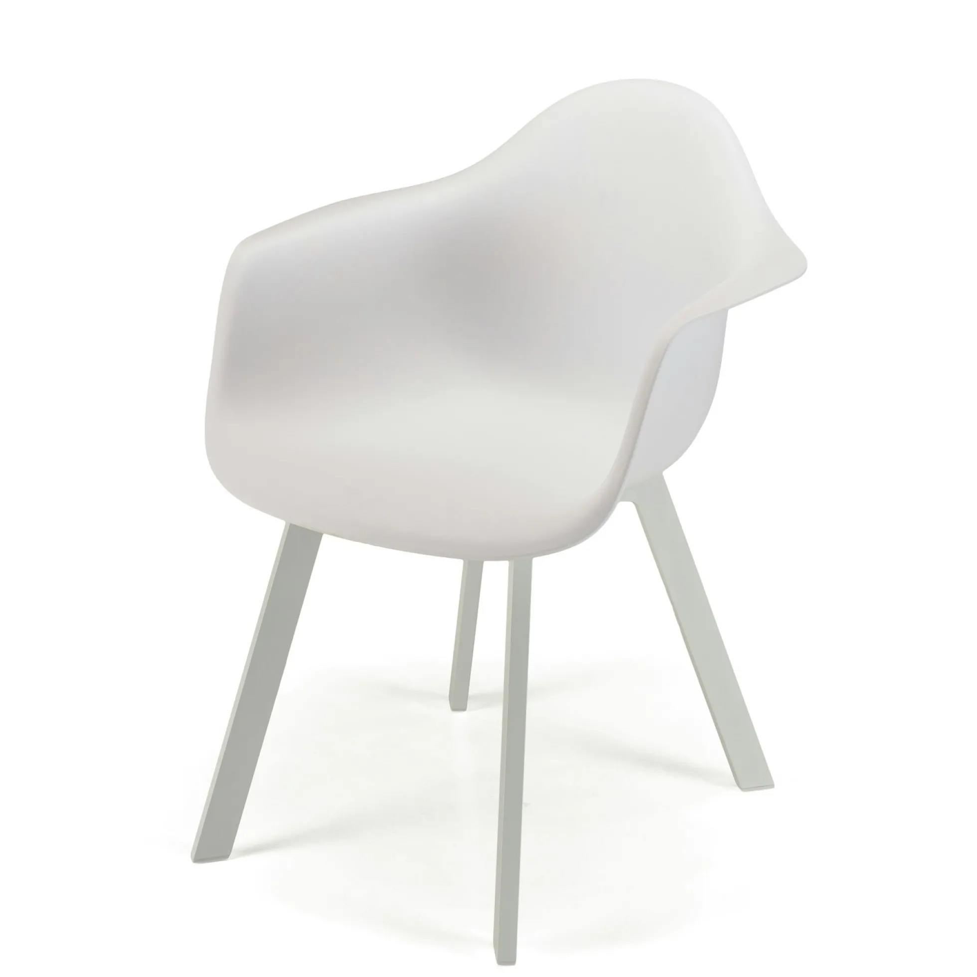 Fauteuil de jardin blanc à dossier rond avec accoudoirs (lot de 6) GIJON