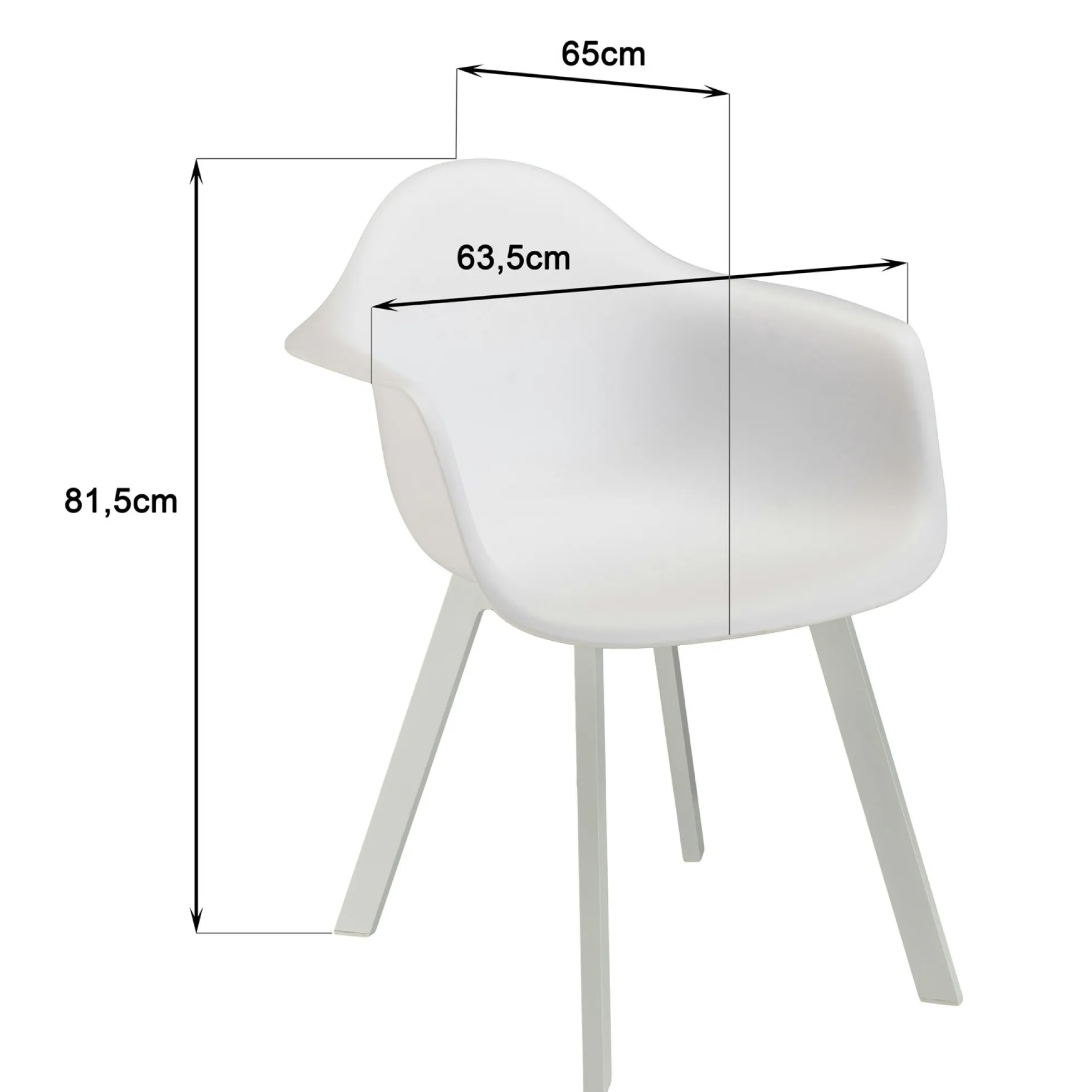 Fauteuil de jardin blanc à dossier rond avec accoudoirs (lot de 6) GIJON