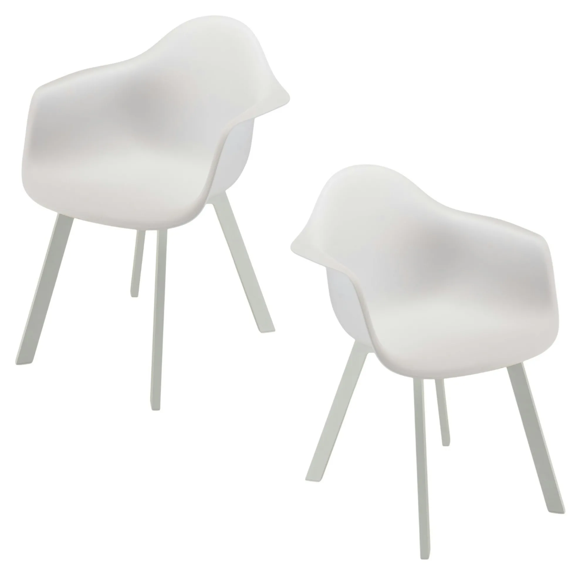 Fauteuil de jardin blanc à dossier rond avec accoudoirs (lot de 6) GIJON