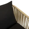 Fauteuil de jardin cordage couleur naturelle 2 coussins noirs (lot de 6) GIJON