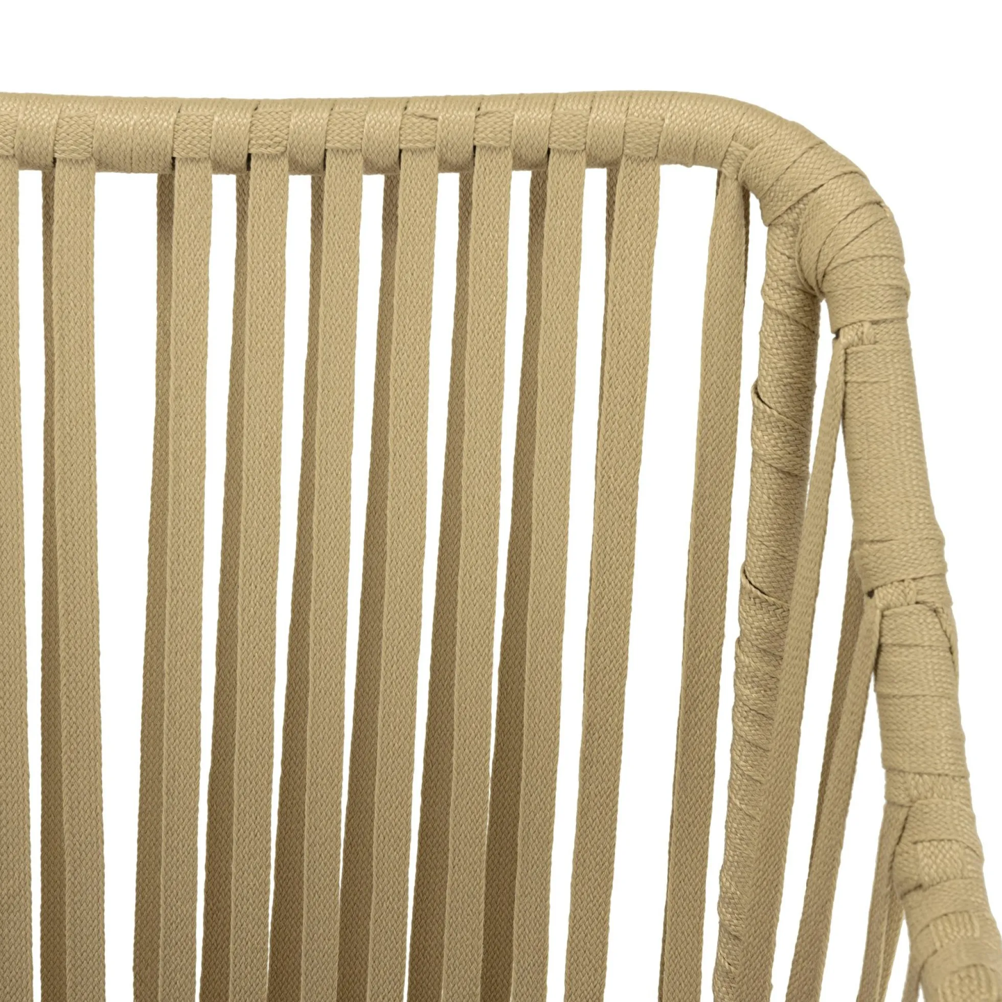Fauteuil de jardin cordage couleur naturelle 1 coussin noir (lot de 2) GIJON