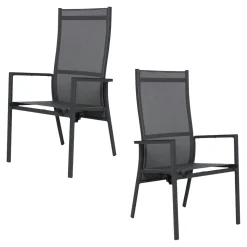Fauteuil de jardin en aluminium avec dossier réglable gris anthracite (lot de 2) OSLO