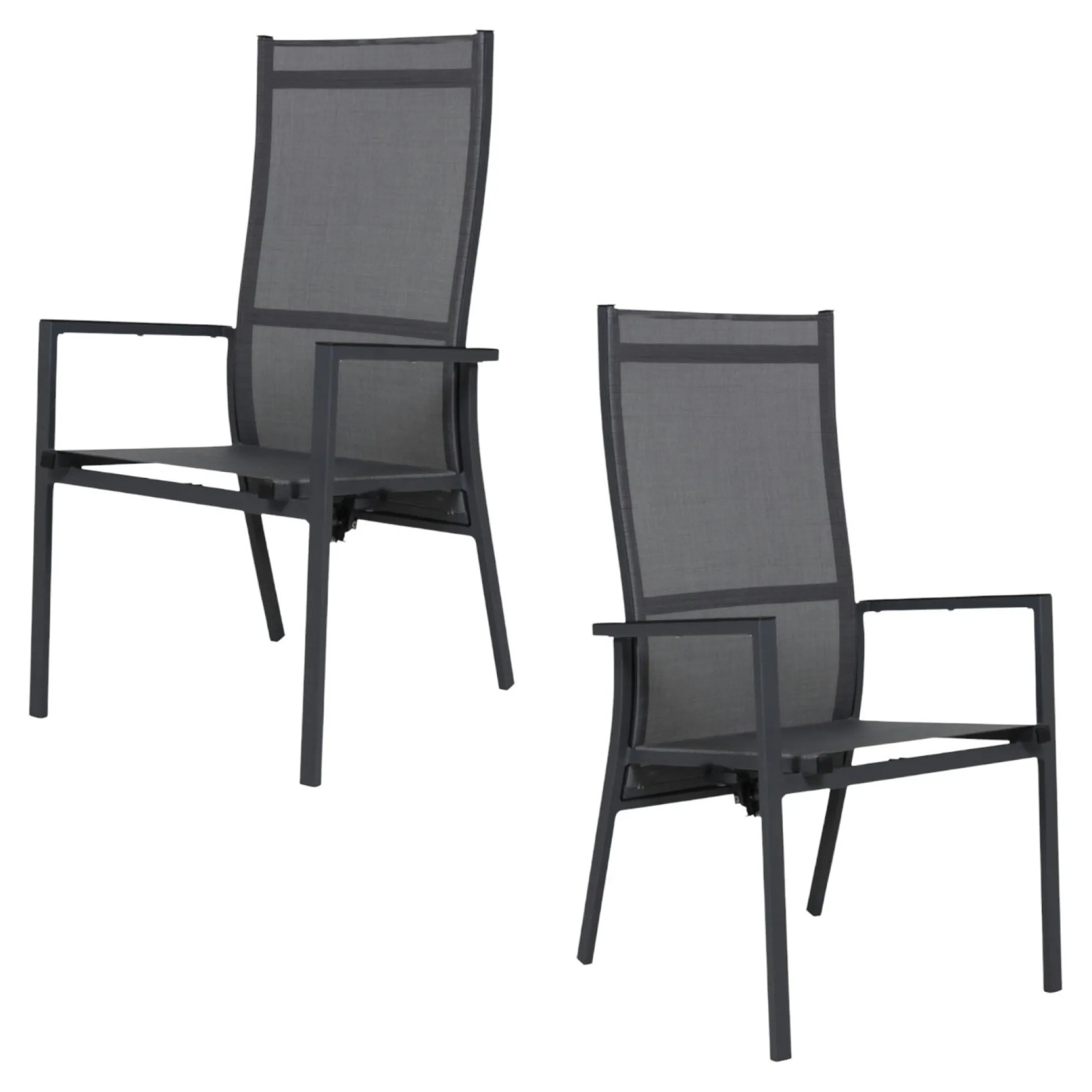 Fauteuil de jardin en aluminium avec dossier réglable gris anthracite (lot de 2) OSLO
