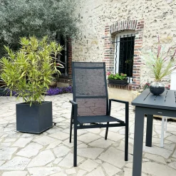 Fauteuil de jardin en aluminium avec dossier réglable noir (lot de 2) OSLO