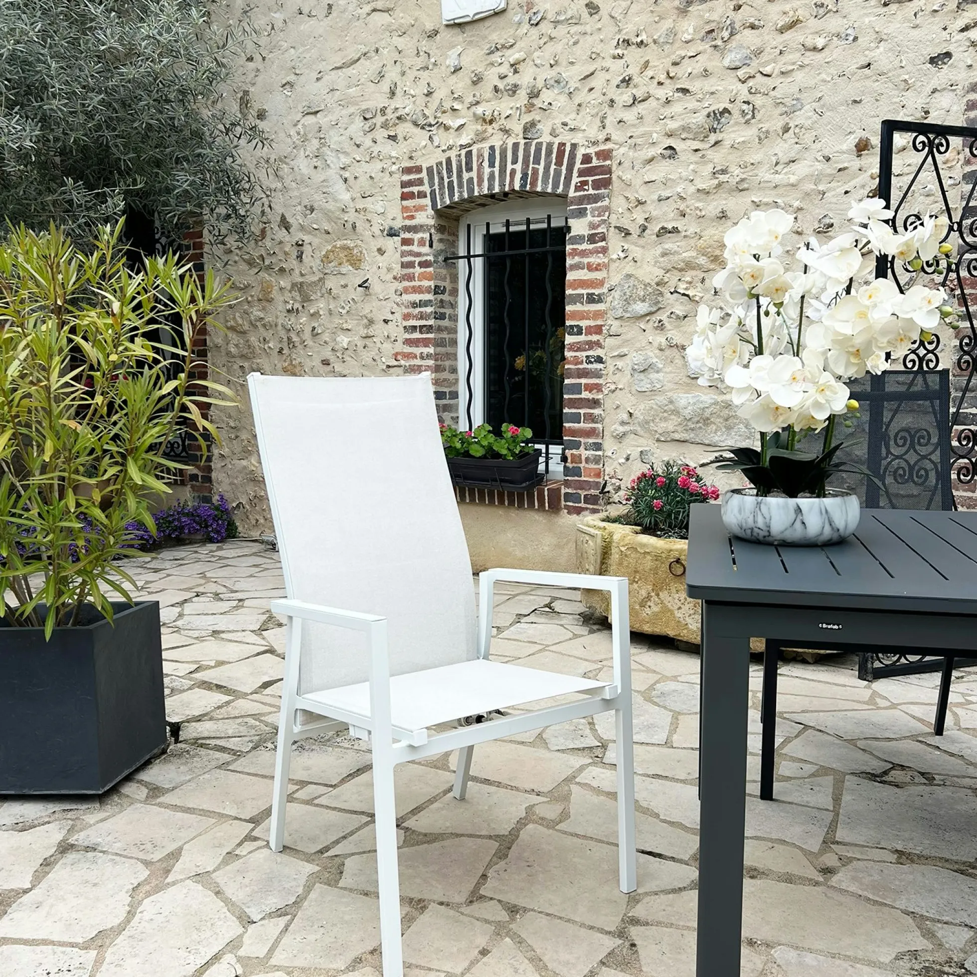 Fauteuil de jardin en aluminium avec dossier réglable blanc (lot de 2) OSLO