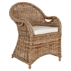Fauteuil de jardin en rotin gris avec coussin d'assise MENDOZA