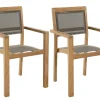 Fauteuil de jardin en teck et textilène taupe (lot de 2) SUMMER