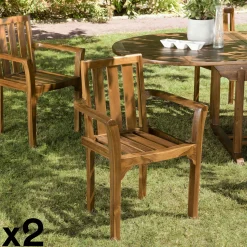 Fauteuil de jardin en teck huilé (lot de 2) MACAO