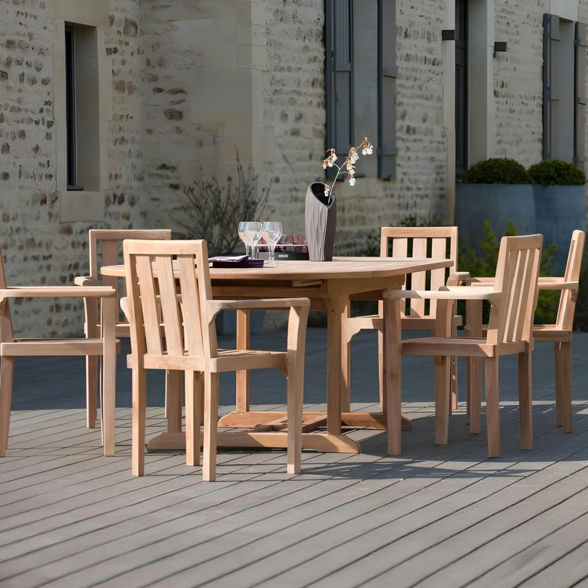 Fauteuil de jardin en teck (lot de 2) SUMMER
