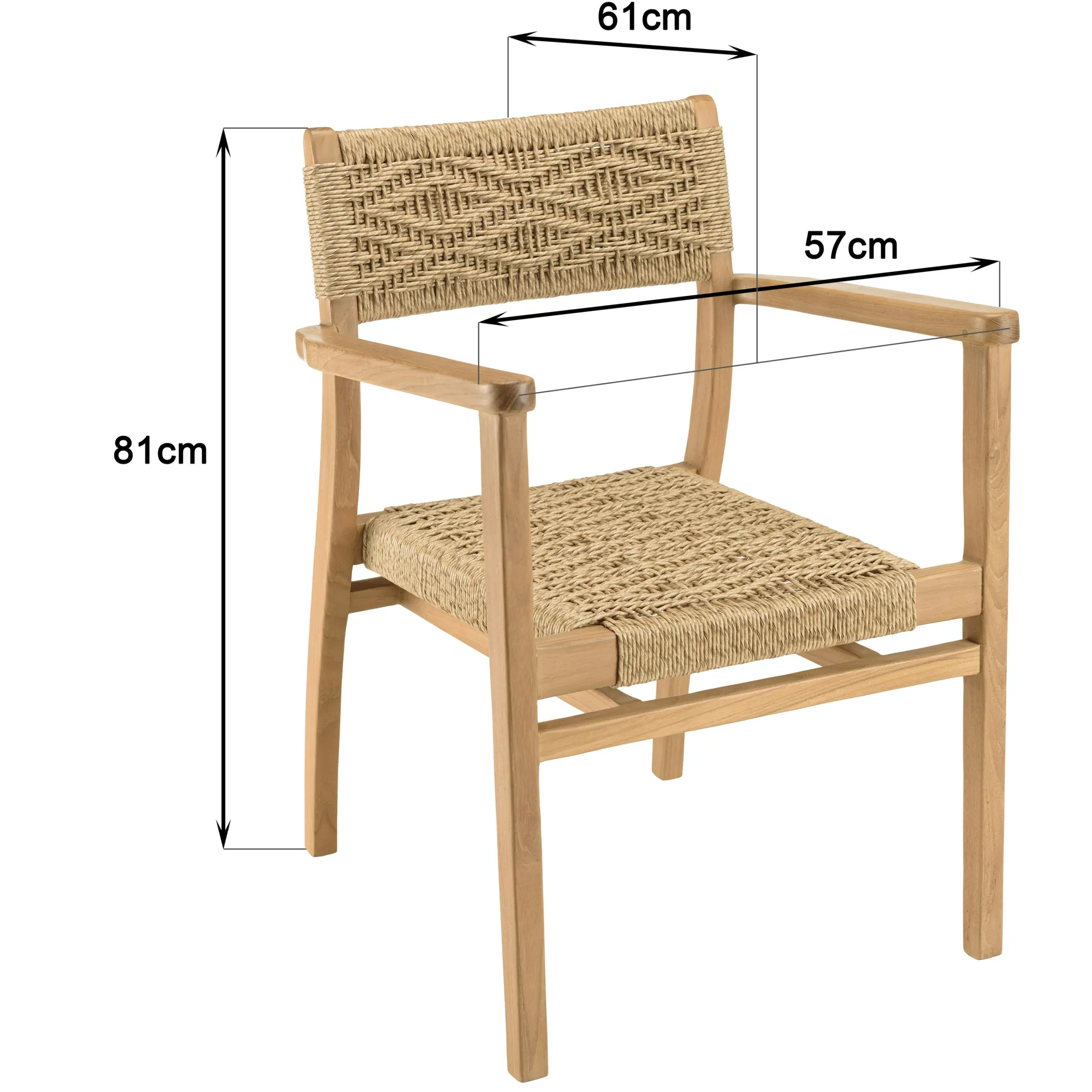 Fauteuil de jardin en teck tressage motif losanges (lot de 2) SUMMER