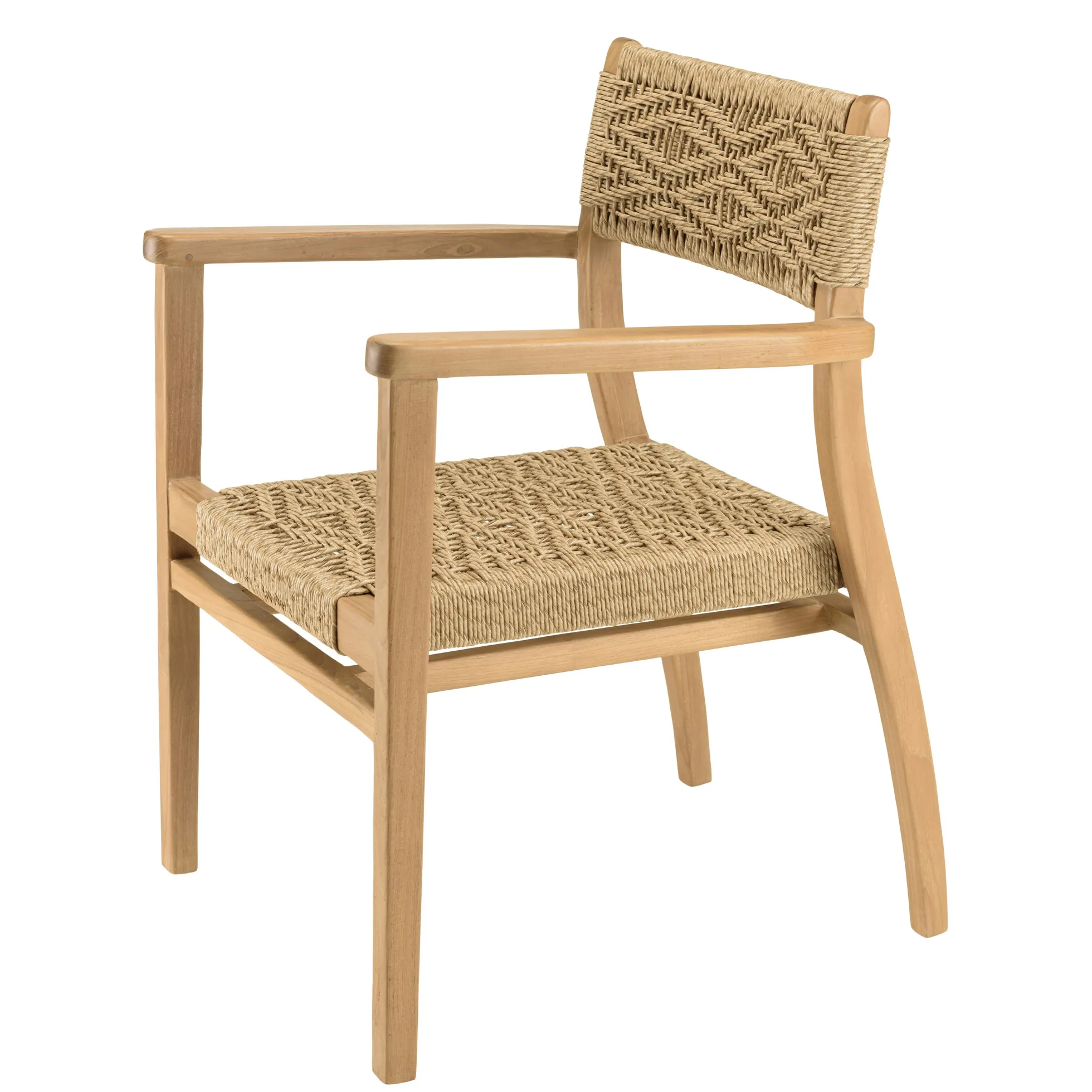 Fauteuil de jardin en teck tressage motif losanges (lot de 2) SUMMER