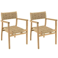 Fauteuil de jardin en teck tressage motif losanges (lot de 2) SUMMER