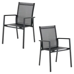 Fauteuil de jardin gris anthracite en aluminium (lot de 2) OSLO