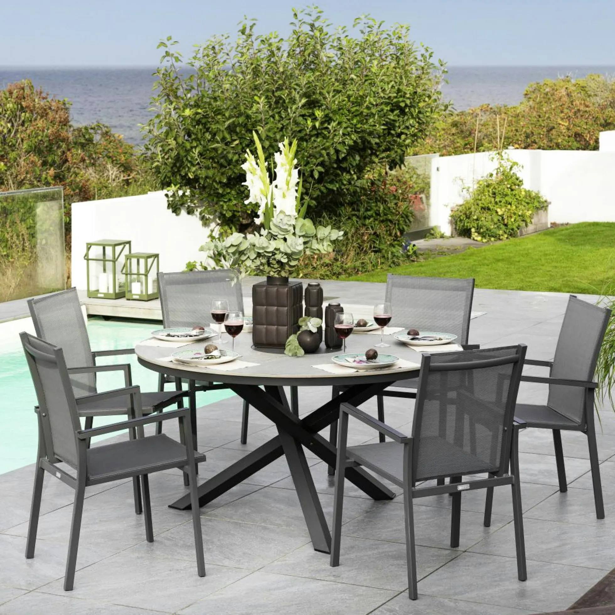 Fauteuil de jardin gris anthracite en aluminium (lot de 2) OSLO