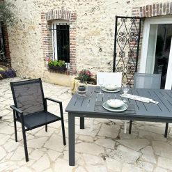 Fauteuil de jardin noir en aluminium (lot de 2) OSLO