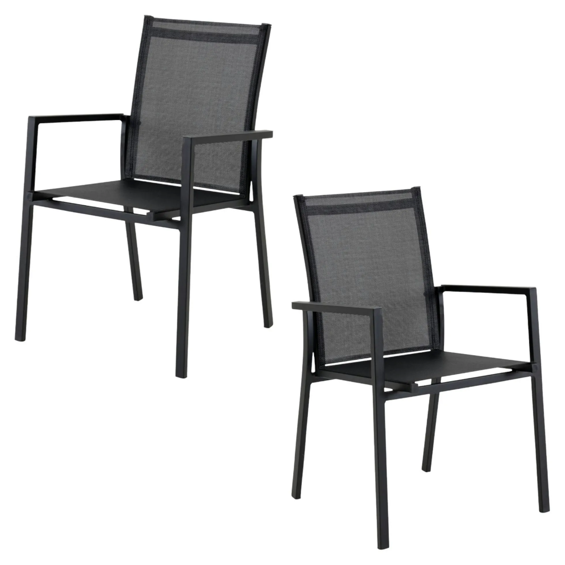 Fauteuil de jardin noir en aluminium (lot de 2) OSLO