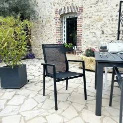 Fauteuil de jardin noir en aluminium (lot de 2) OSLO