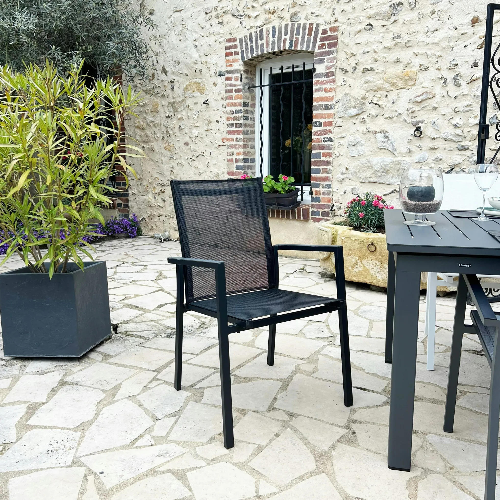 Fauteuil de jardin noir en aluminium (lot de 2) OSLO