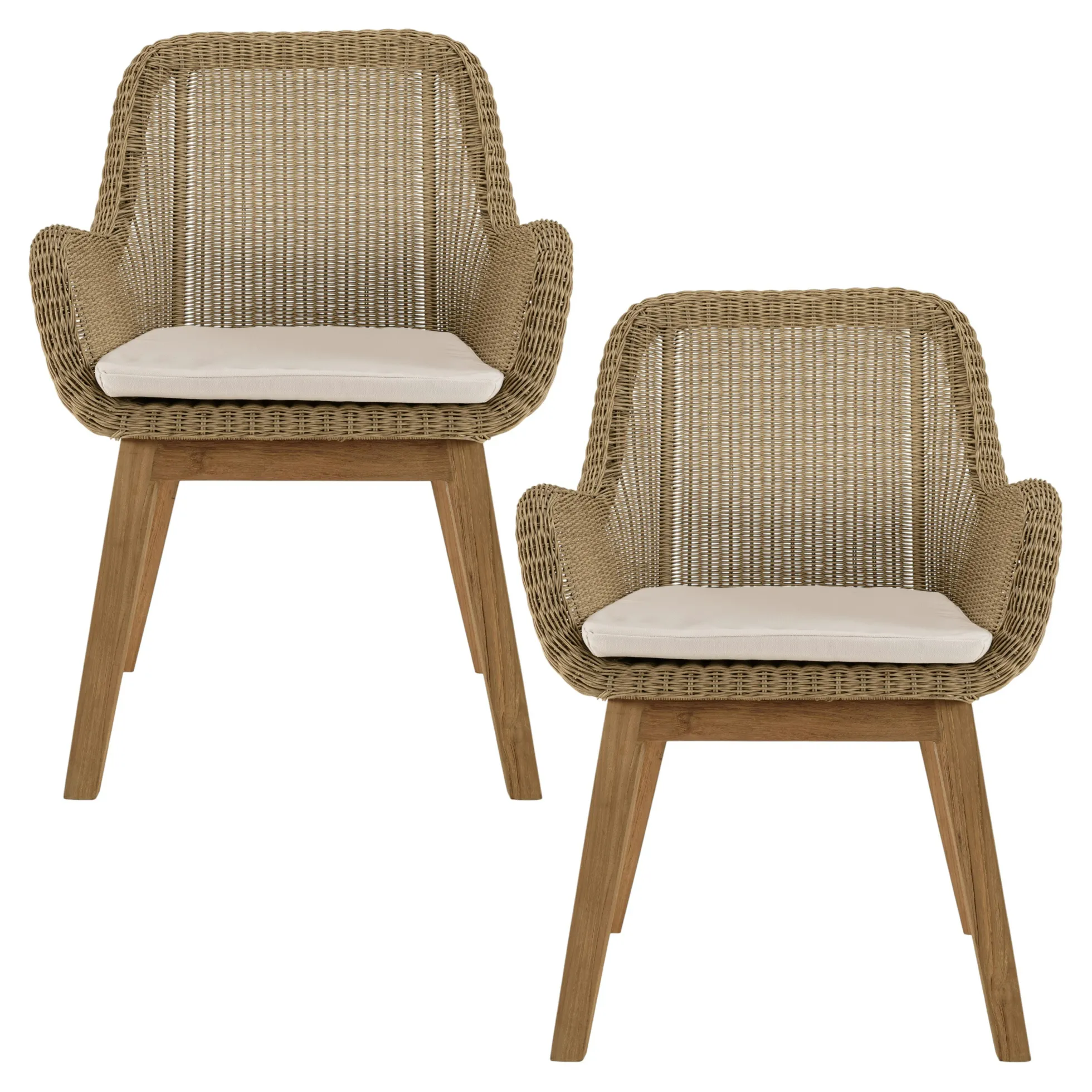 Fauteuil de jardin résine tressée beige (lot de 2) MANY