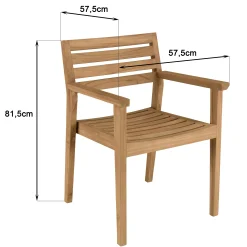 Fauteuil de jardin teck brut (lot de 2) MANY