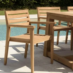 Fauteuil de jardin teck brut (lot de 2) MANY