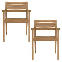 Fauteuil de jardin teck brut (lot de 2) MANY