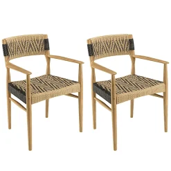 Fauteuil de jardin teck et cordes synthétiques tressées (lot de 2) SUMMER