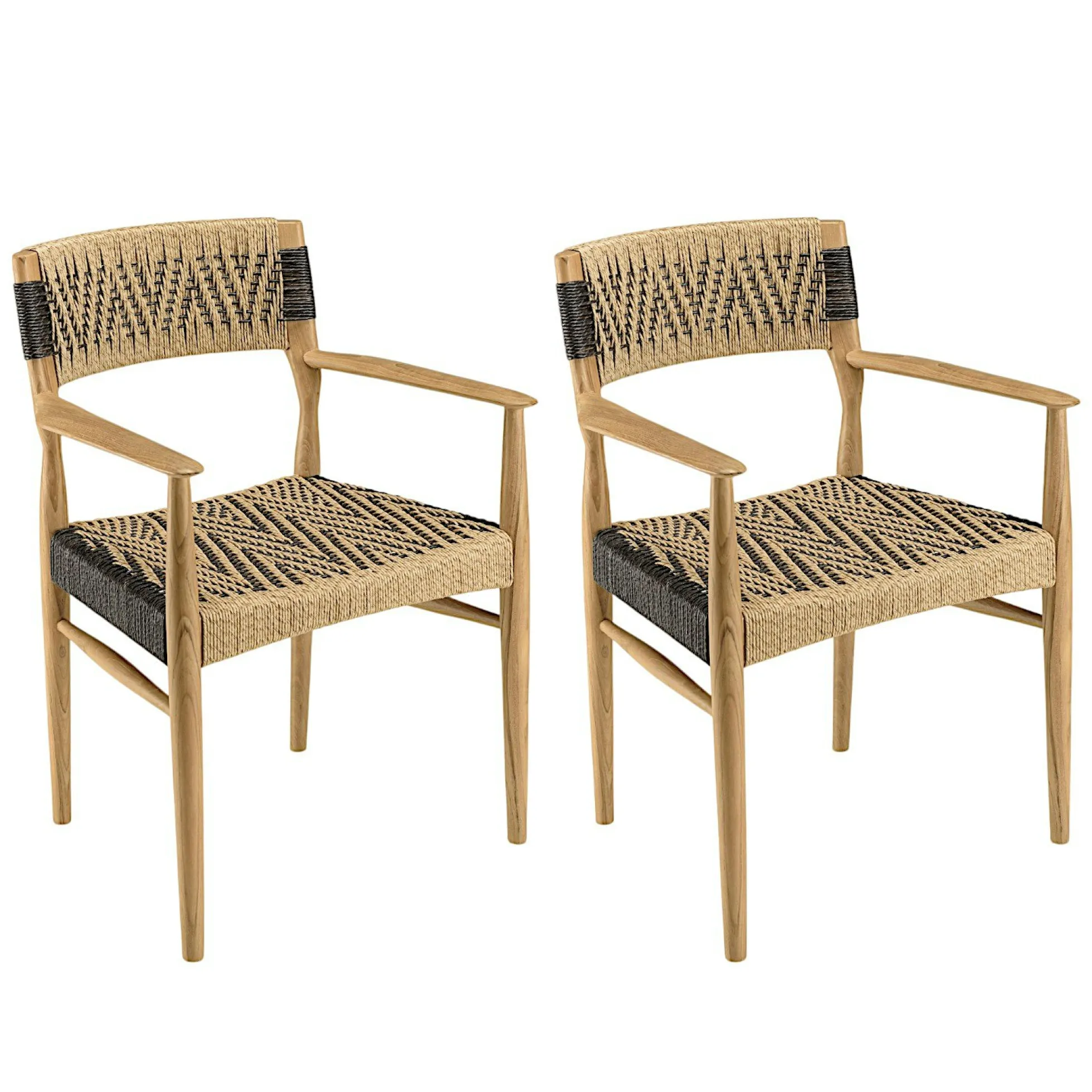 Fauteuil de jardin teck et cordes synthétiques tressées (lot de 2) SUMMER