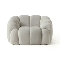 Fauteuil de salon blanc écru design arrondi ONDA