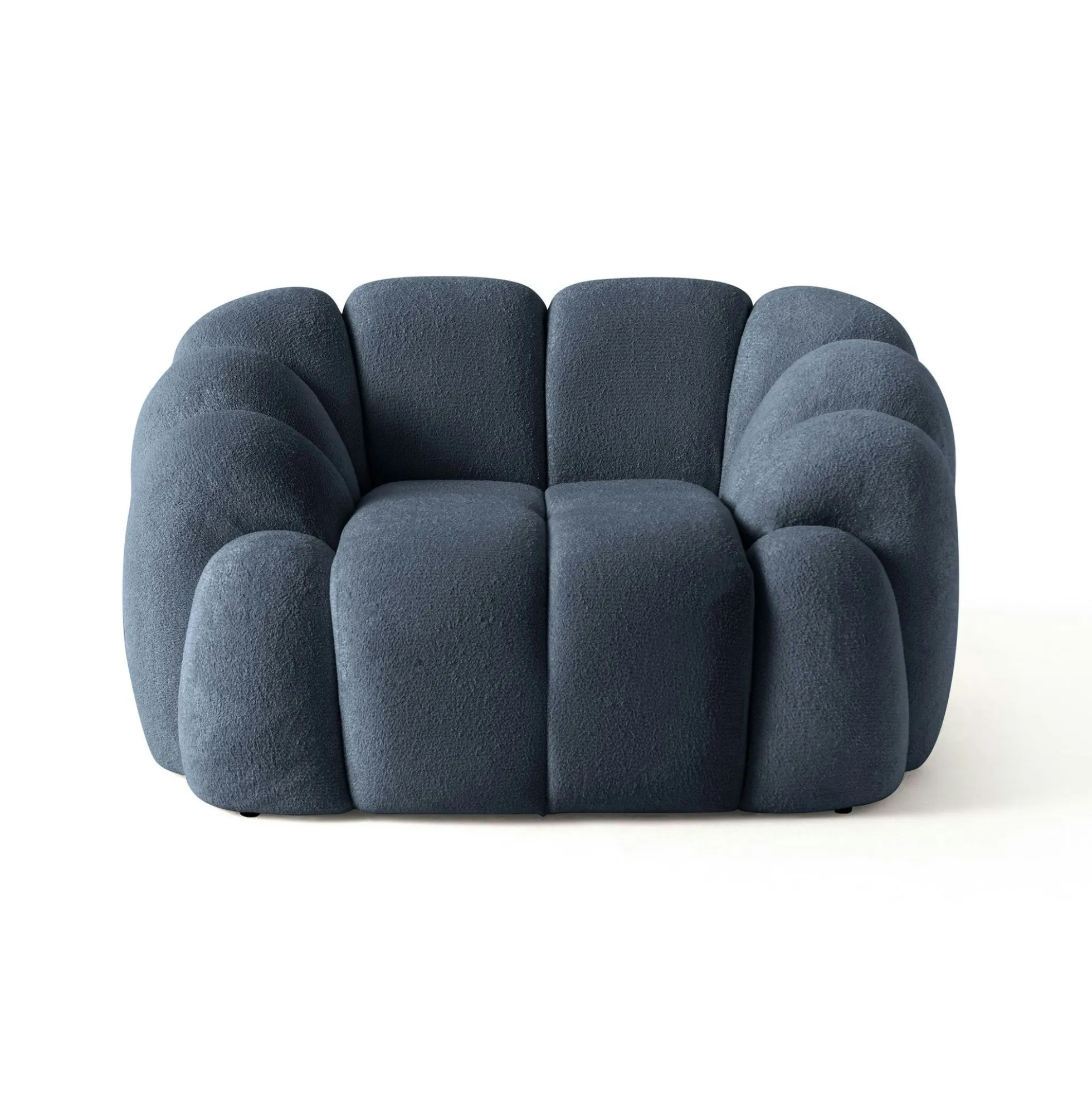 Fauteuil de salon bleu foncé design arrondi ONDA
