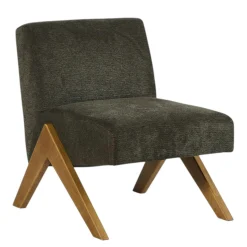 Fauteuil de salon bois et velours anthracite SOHO
