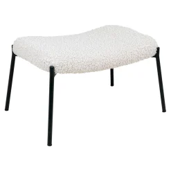 Fauteuil de salon en bouclette blanche avec repose-pieds BERLIN