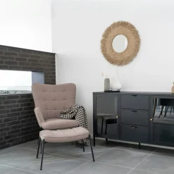 Fauteuil de salon gris pierre avec repose-pieds BERLIN