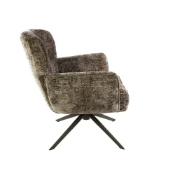 Fauteuil de salon pivotant tissu chenille brun chaud ASCOLI