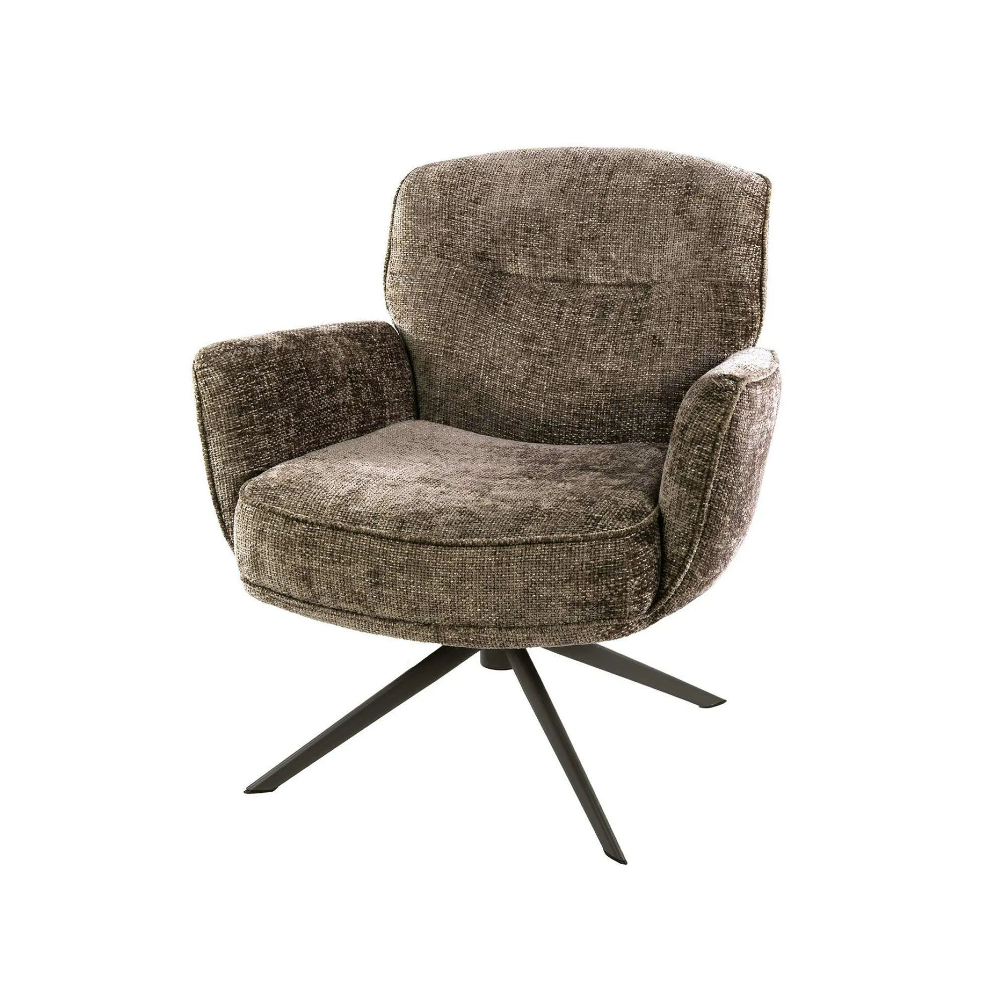 Fauteuil de salon pivotant tissu chenille brun chaud ASCOLI