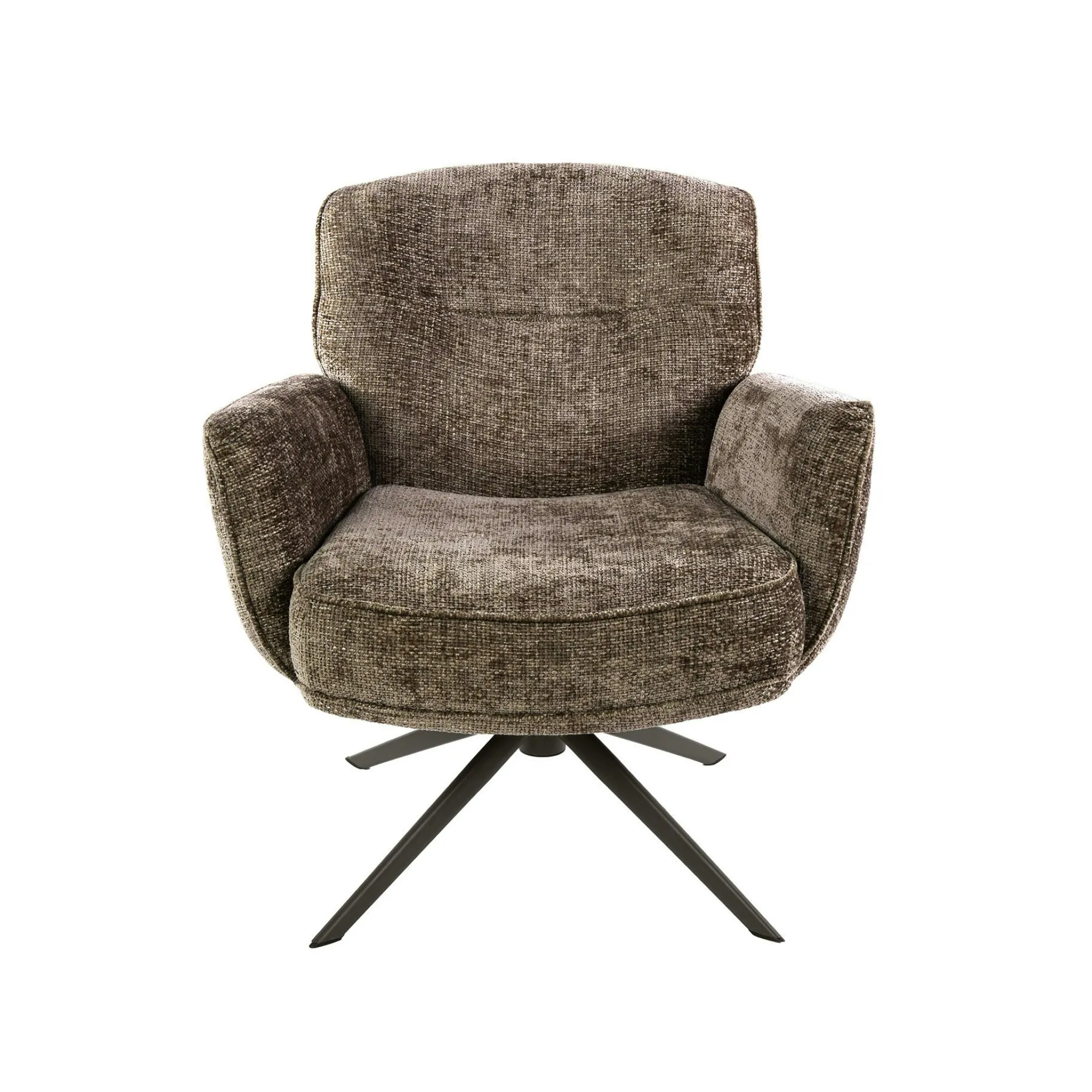Fauteuil de salon pivotant tissu chenille brun chaud ASCOLI