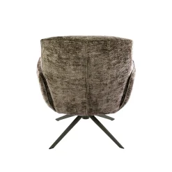 Fauteuil de salon pivotant tissu chenille brun chaud ASCOLI