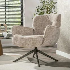 Fauteuil de salon pivotant tissu chenille sable ASCOLI