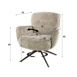 Fauteuil de salon pivotant tissu chenille sable ASCOLI