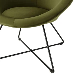 Fauteuil de salon rond velours vert olive TIM