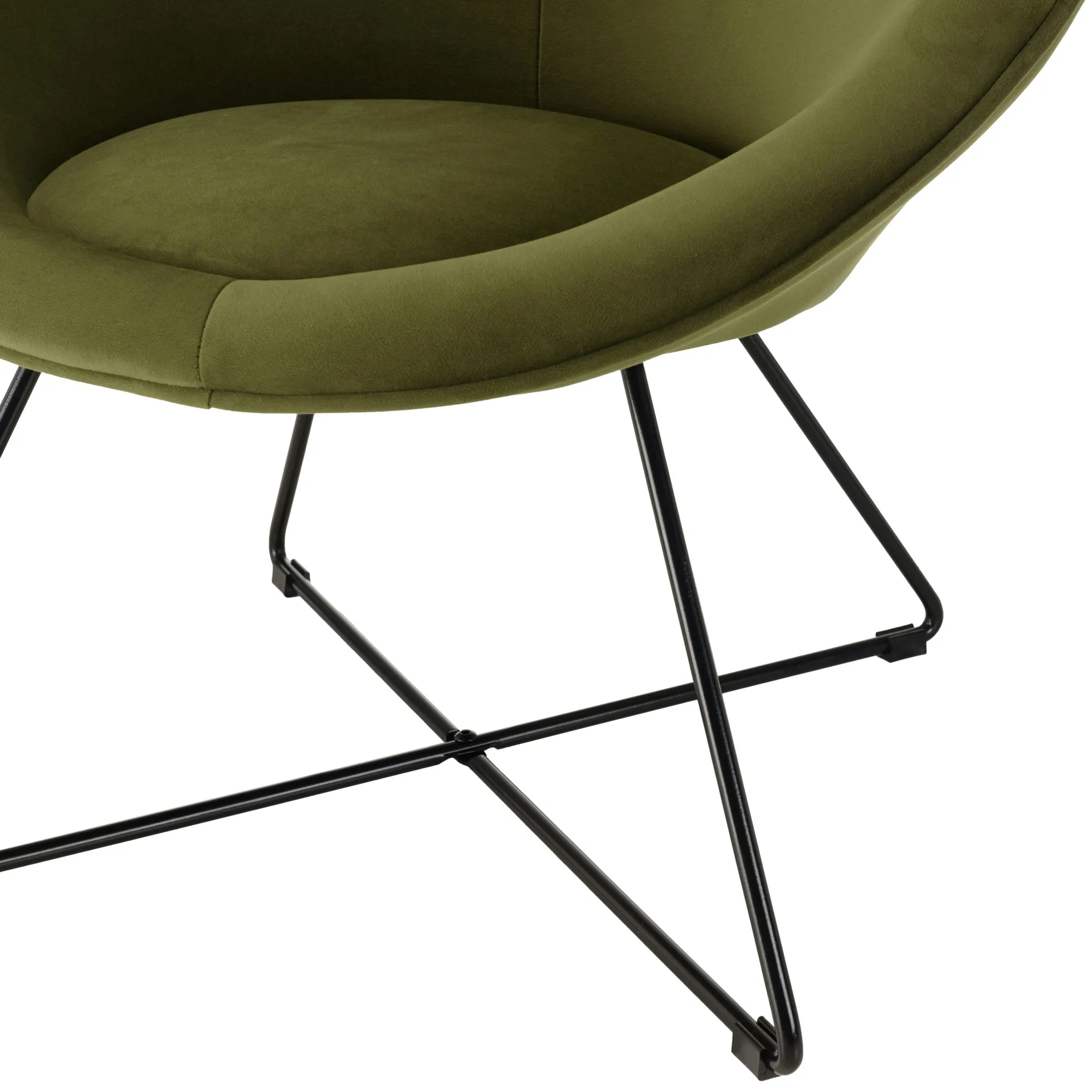Fauteuil de salon rond velours vert olive TIM