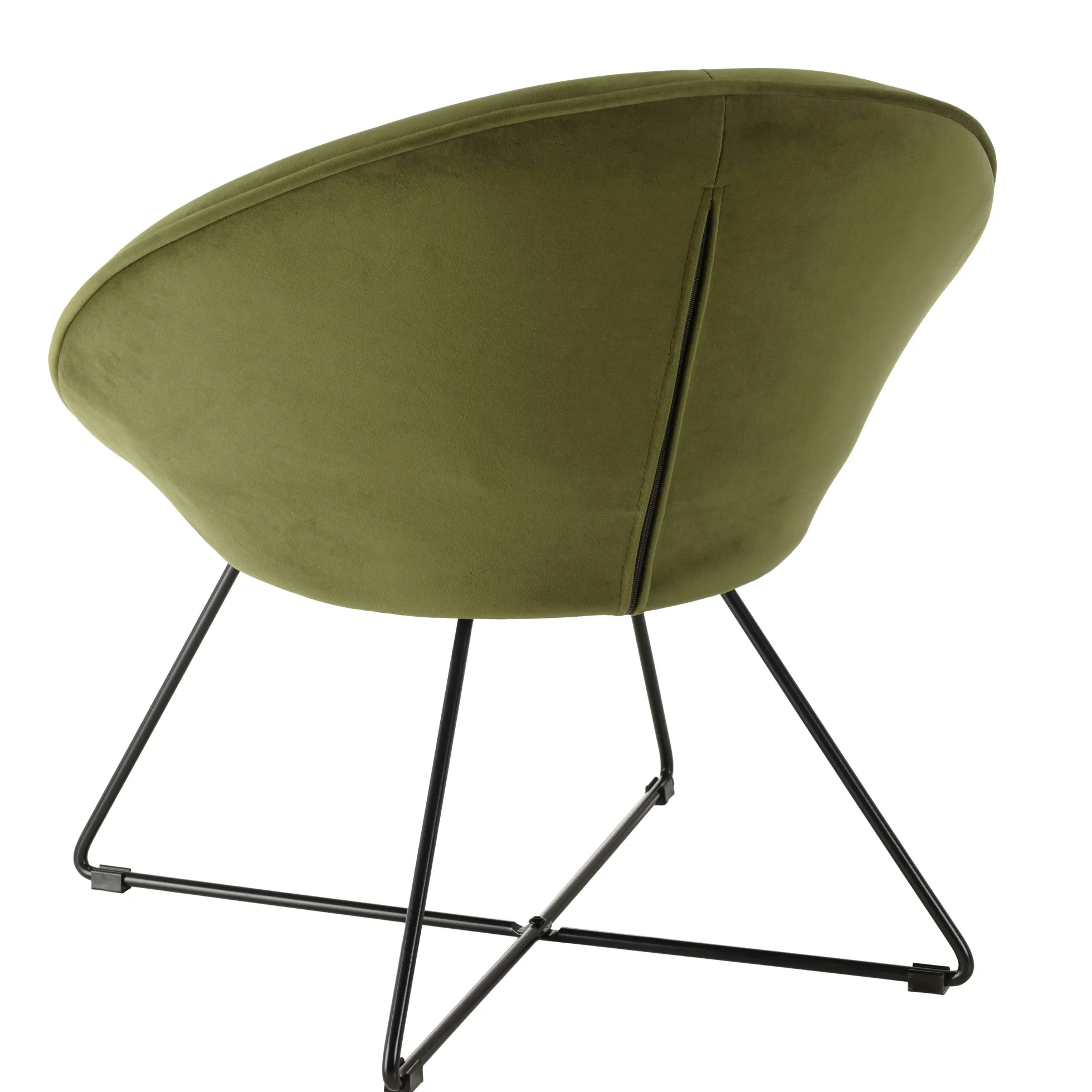 Fauteuil de salon rond velours vert olive TIM